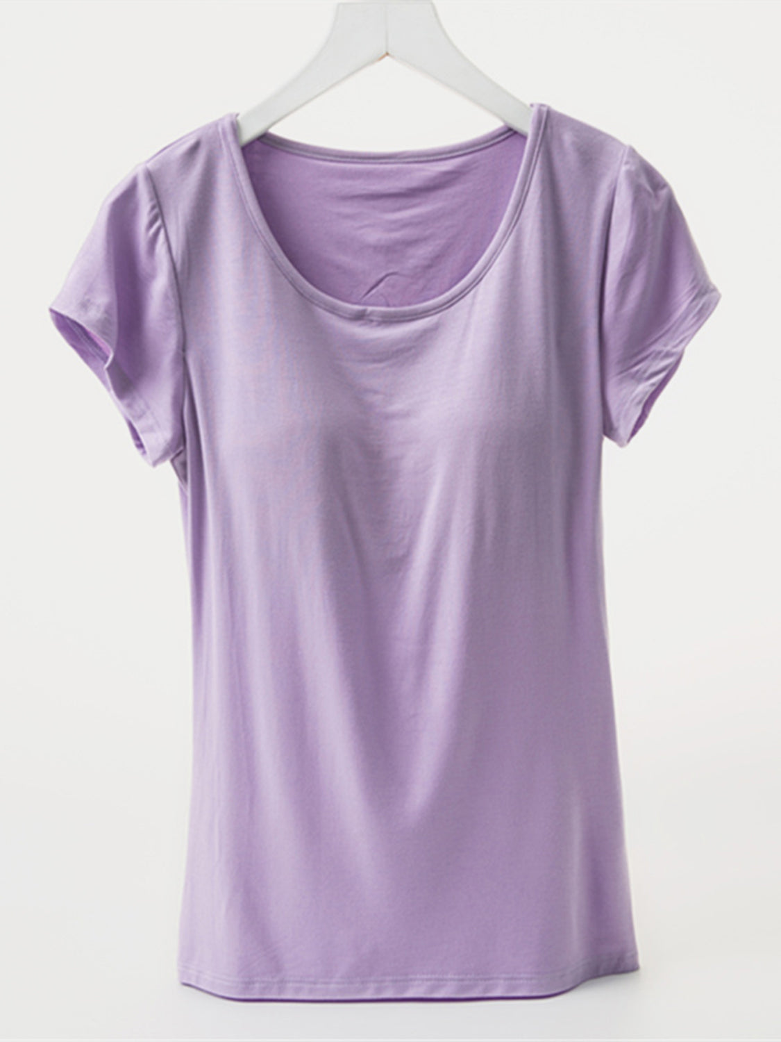 Round Neck Short Sleeve T-Shirt with Bra - Get Stylish