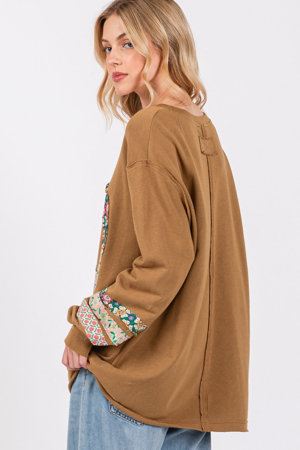 SAGE + FIG Peace Applique Patch Long Sleeve Top - Get Stylish