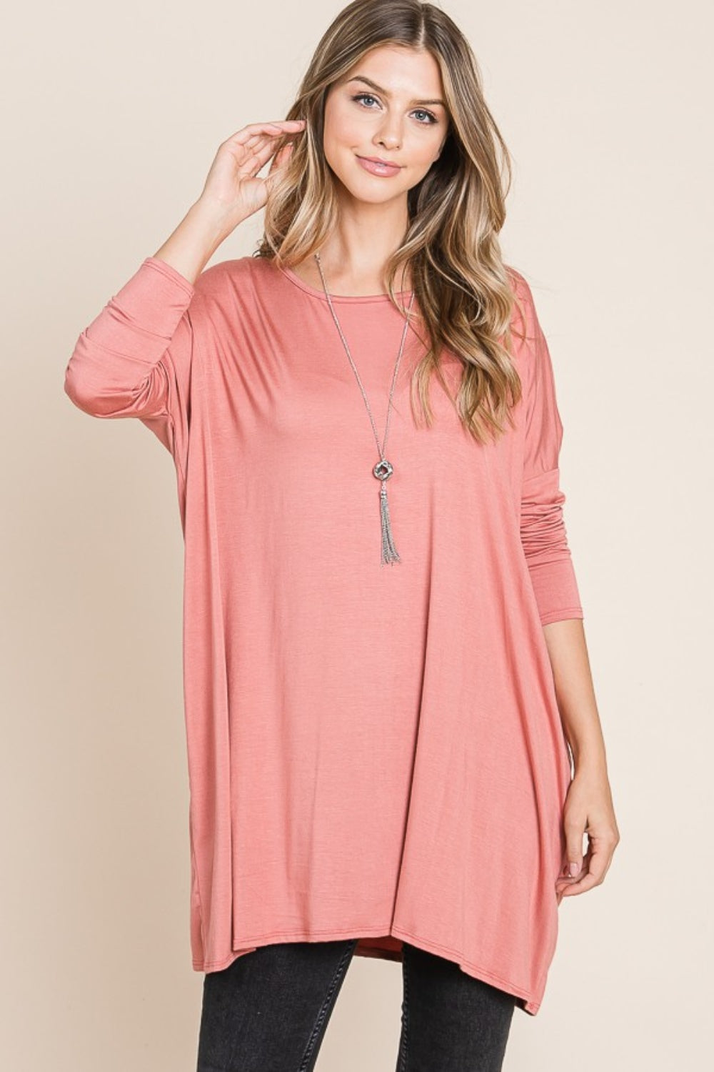 Round Neck Long Sleeve Oversized Top