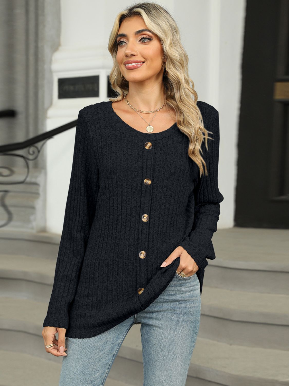 Round Neck Long Sleeve T-Shirt - Get Stylish