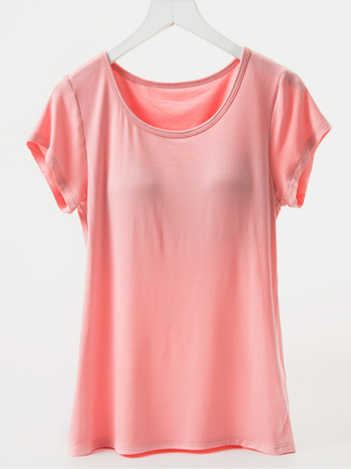 Round Neck Short Sleeve T-Shirt with Bra - Get Stylish