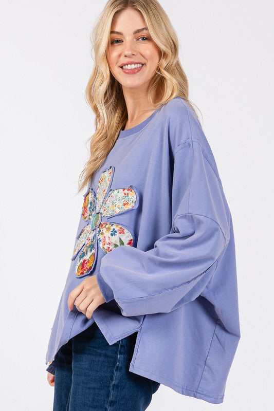 SAGE + FIG Flower Patch Dropped Shoulder Oversize Top - Get Stylish