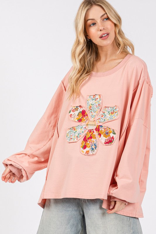 SAGE + FIG Flower Patch Dropped Shoulder Oversize Top - Get Stylish