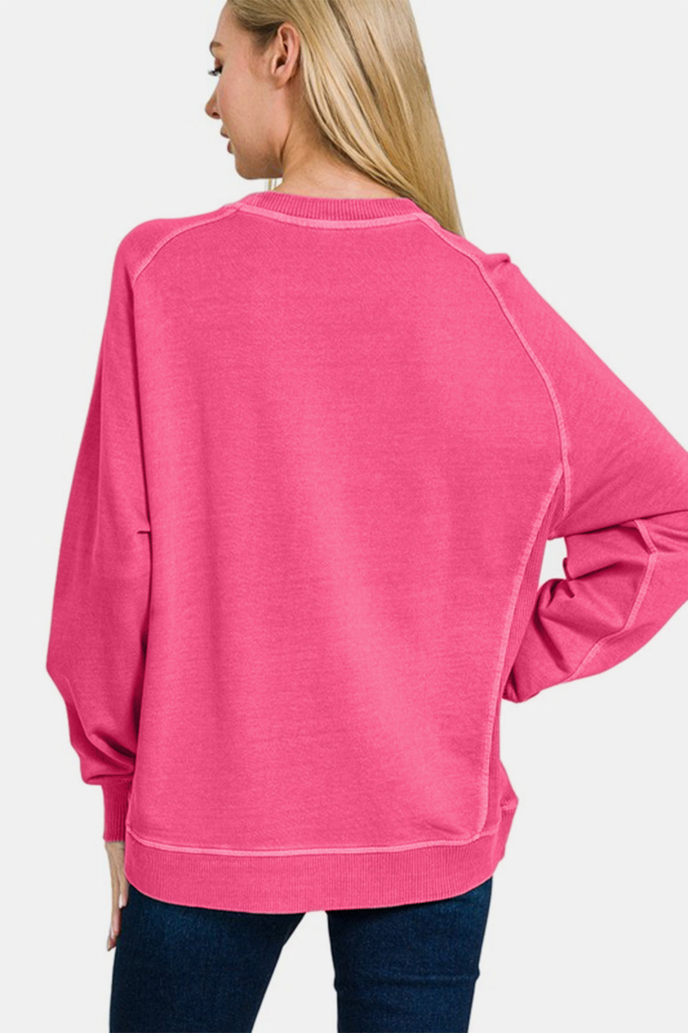 Zenana Full Size Pigment Dyed French Terry Sweatshirt - Get Stylish