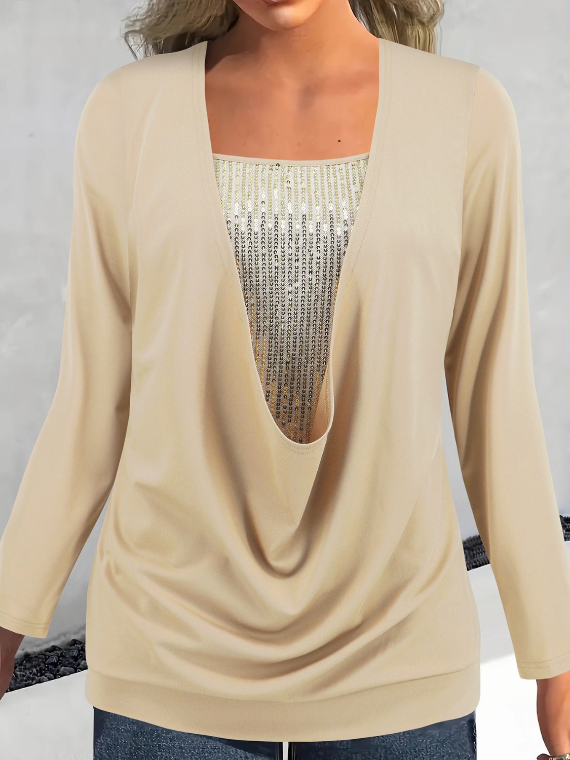 Sequin Long Sleeve Top