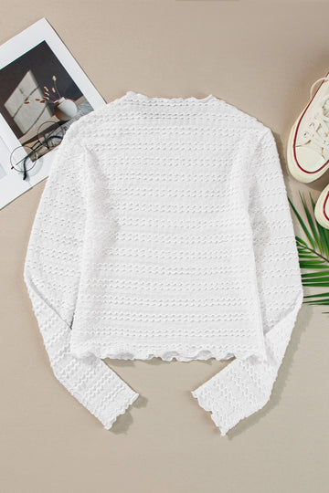 Textured Round Neck Long Sleeve Top