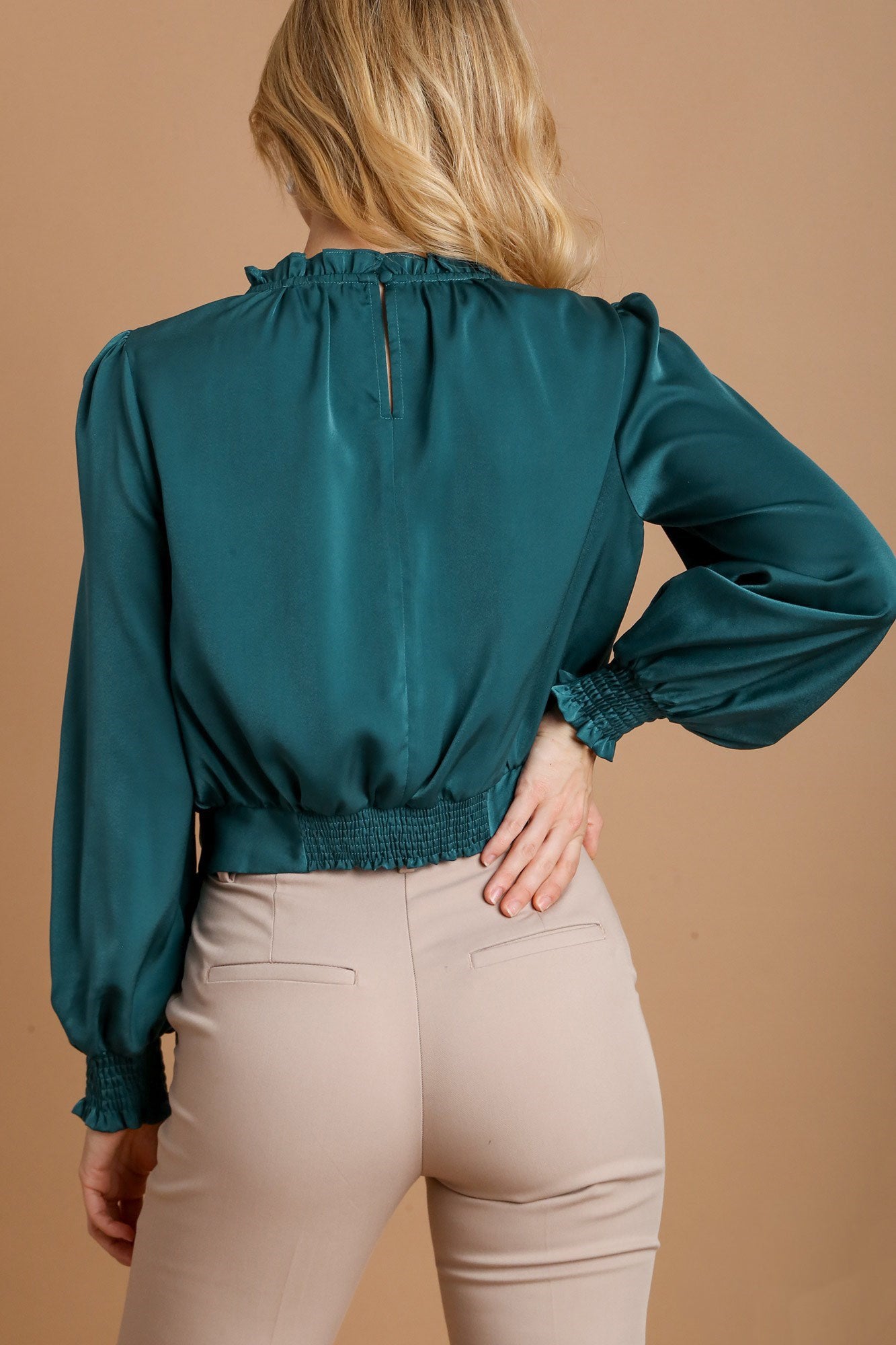 Umgee Frill Tied Hem Long Sleeve Blouse - Get Stylish