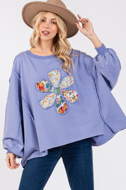 SAGE + FIG Flower Patch Dropped Shoulder Oversize Top - Get Stylish